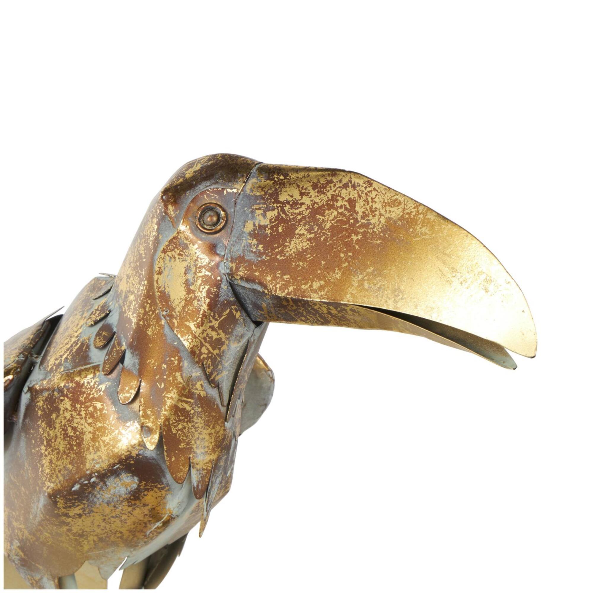 15.5" Bronze Patina Toucan on Branch Metal Garden Sculpture